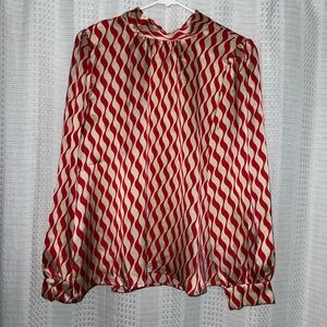 Red and Cream Satin Women's Top